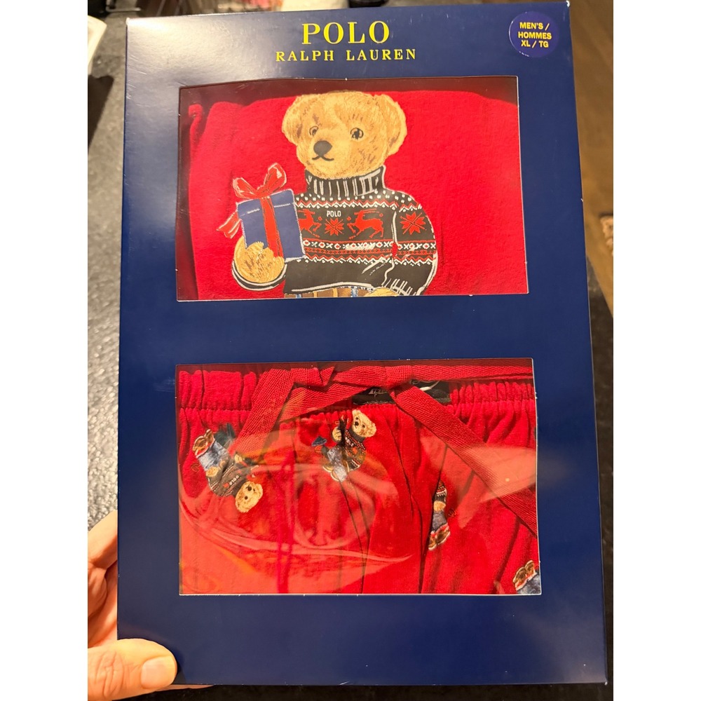 Polo Ralph Lauren Men's XL Pajama‎ Set Red Polo Bear Holiday 2-Piece PK6BF2 AGAT